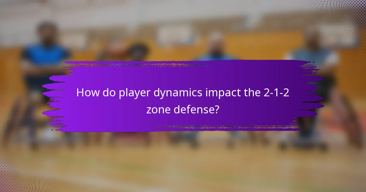 How do player dynamics impact the 2-1-2 zone defense?