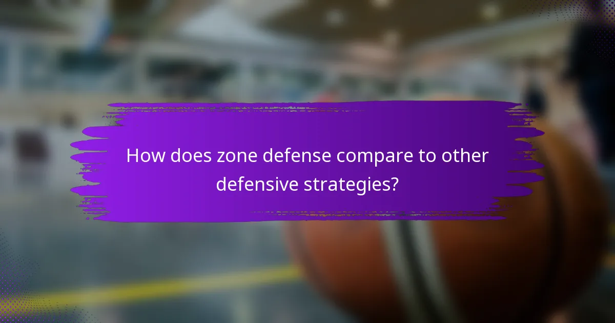 How does zone defense compare to other defensive strategies?