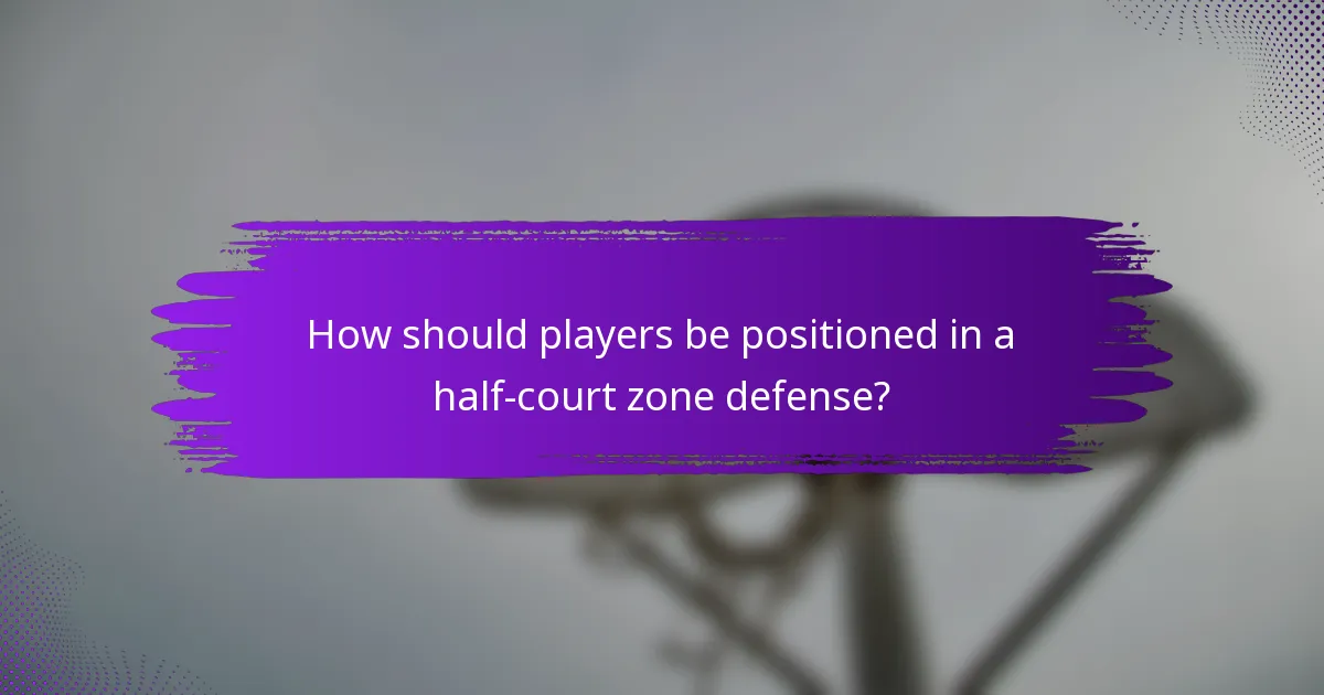 How should players be positioned in a half-court zone defense?