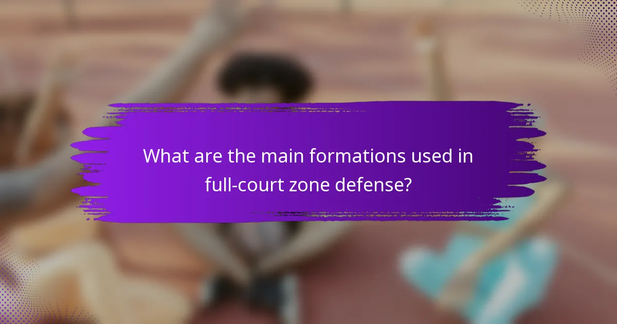 What are the main formations used in full-court zone defense?