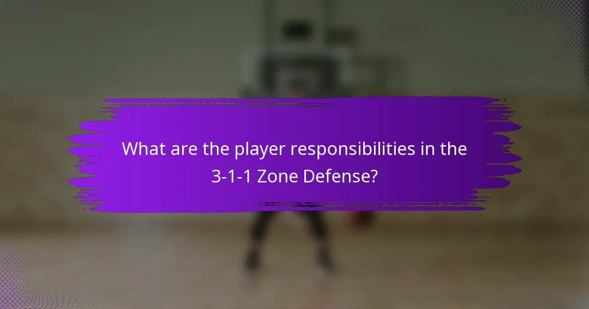 What are the player responsibilities in the 3-1-1 Zone Defense?