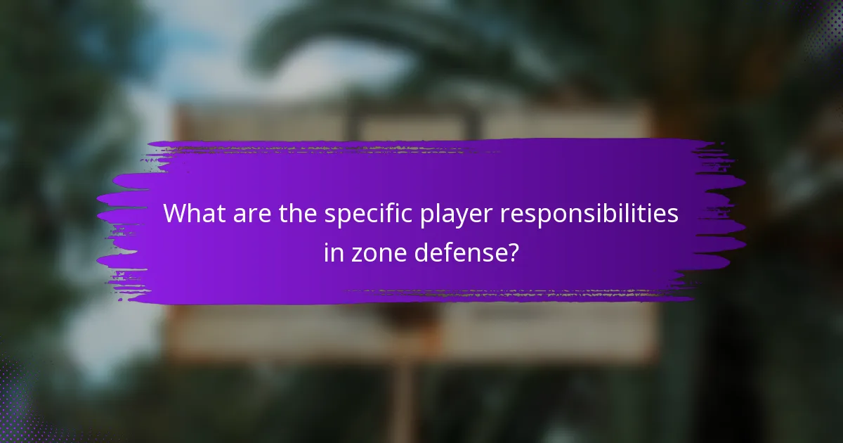 What are the specific player responsibilities in zone defense?