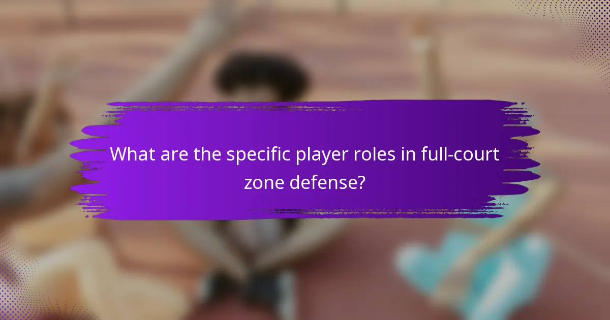What are the specific player roles in full-court zone defense?