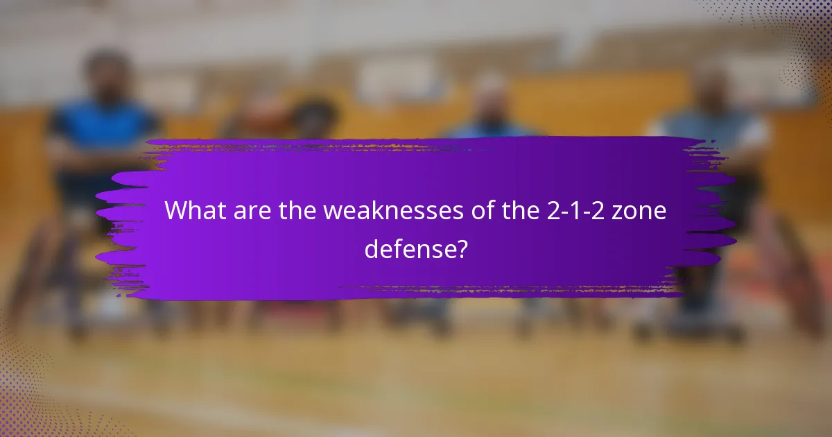 What are the weaknesses of the 2-1-2 zone defense?