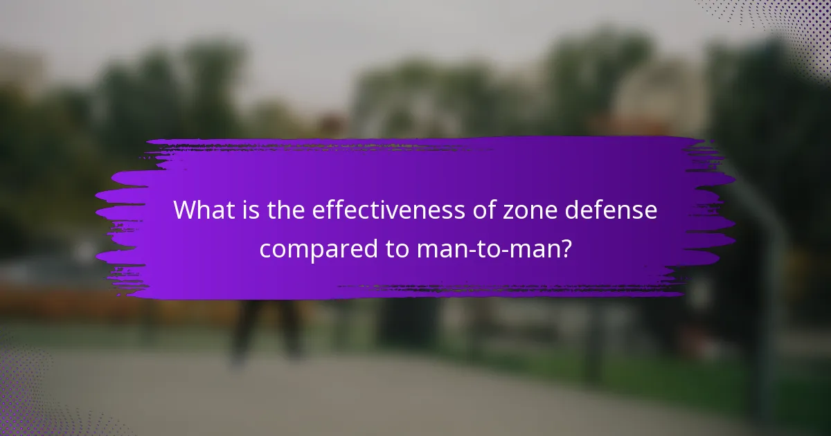 What is the effectiveness of zone defense compared to man-to-man?